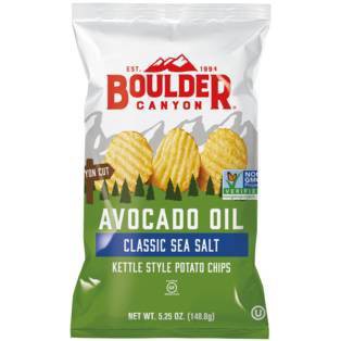 Boulder Canyon Avocado Oil Sea Salt Kettle Style Potato Chips - 5.25oz/12pk