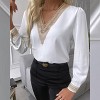 Coolmee Women's Casual Long Sleeve Shirts Lace V Neck Color Block Dressy Tops Trendy Hollow Floral Blouses T Shirts - 3 of 4