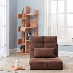 Racxily Sofa Couch Chair, Lazy Floor Seating, Fireside Bean Bag Chair, Ergonomic Tatami Sofa Lounger for Living Room, Bedroom, Office, Brown - 1 of 4