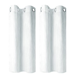 PiccoCasa Linen Textured Look Grommet Top Noise Reduce Blackout Curtains 2 Pcs - 1 of 3