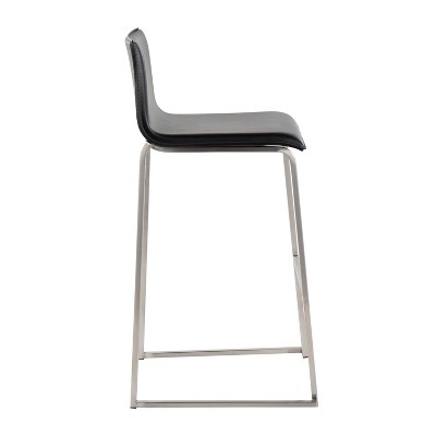 Mara Black Faux Leather Metal Barstool Set of 2
