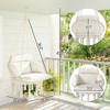 Hammock Swing Chair, Macrame Hanging Chair with Large Cushion, Chain, Steel Frame for Indoor Outdoor Use - 3 of 4
