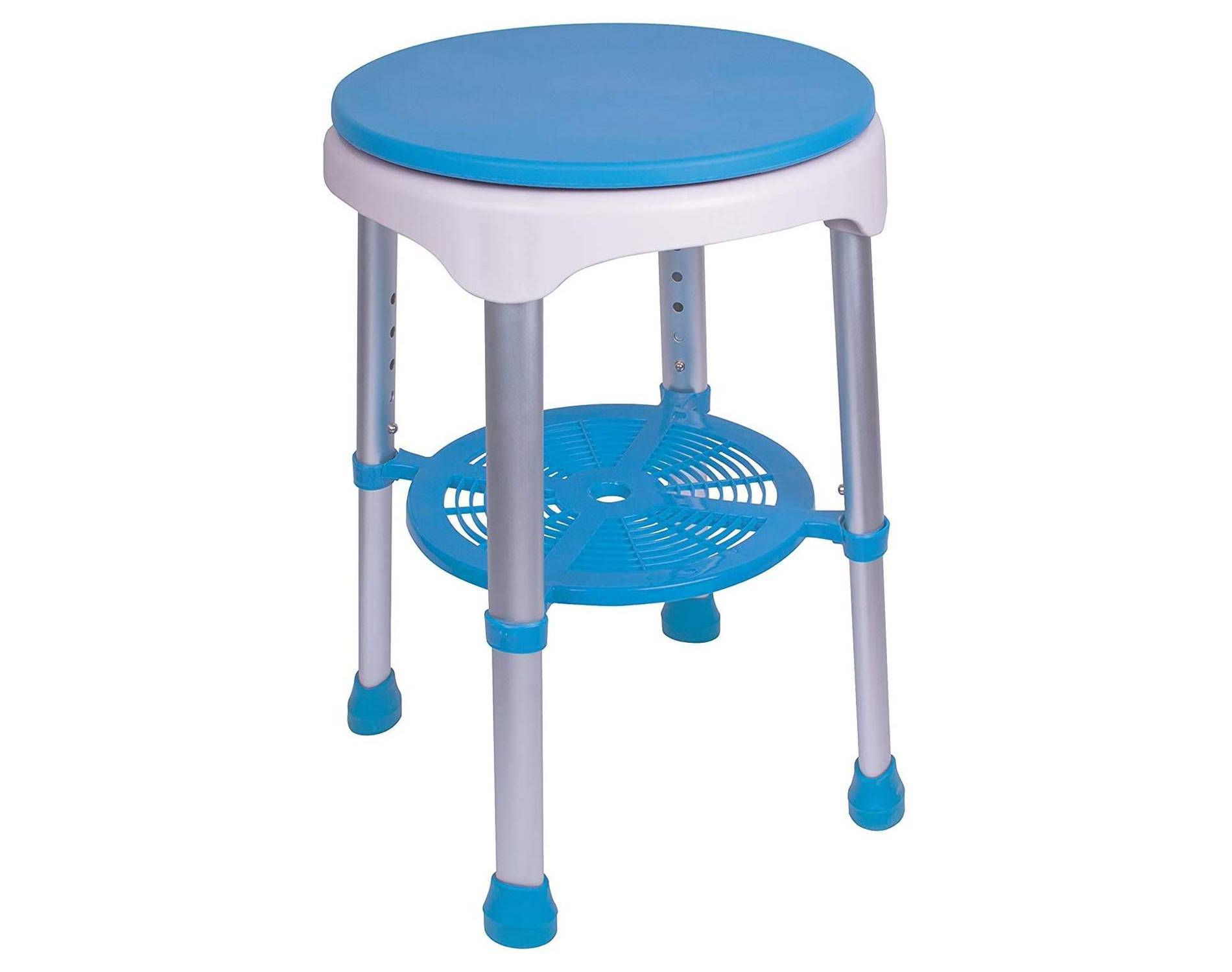 Carex EZ Swivel Shower Stool - 360° Rotating Seat, Height-Adjustable, Plastic