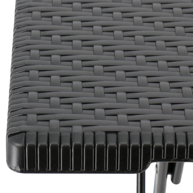 Elama Plastic Rattan Folding Square Table in Black, 4 of 7