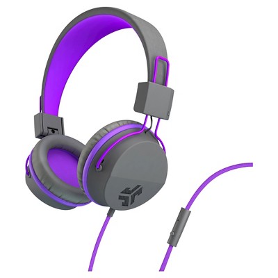 Photo 1 of JLab JBuddies Studio On-Ear Kids Wired Headphones | Toddler Headphones | Kid Safe | Studio Volume Safe | Volume Limiter | Folding | Adjustable | Noise Isolation | with Mic (Graphite/Purple) Graphite / Purple