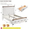 SinCiDo Queen Size Farmhouse Bed Frame, 54" Tall Geometric Headboard & 2 Storage Drawers ,Solid Wood Platform w/Reinforced Slats - 2 of 4
