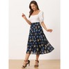 INSPIRE CHIC Women's Floral Elastic Waist Tiered Ruffle Boho Midi Skirts - 3 of 4