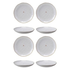 Storied Home Diameter Debossed Stoneware Plate with Trees and Gold Electroplating in Reactive Glaze, Set of 4 - 1 of 3