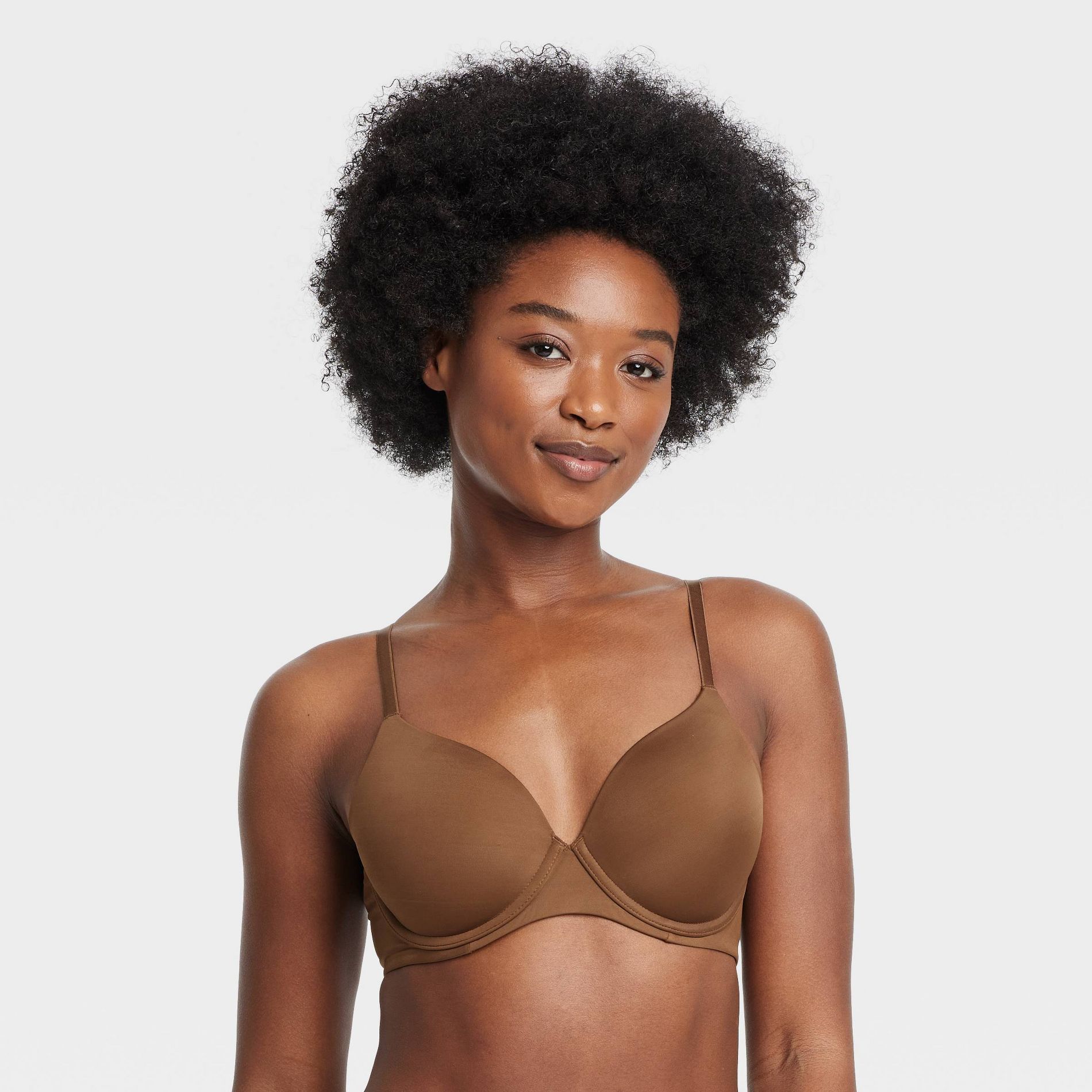 Women's Lightly Lined Full Coverage Bra - Auden™ Sandbank Brown 34C: Adjustable Straps, Underwire, Knit Fabric
