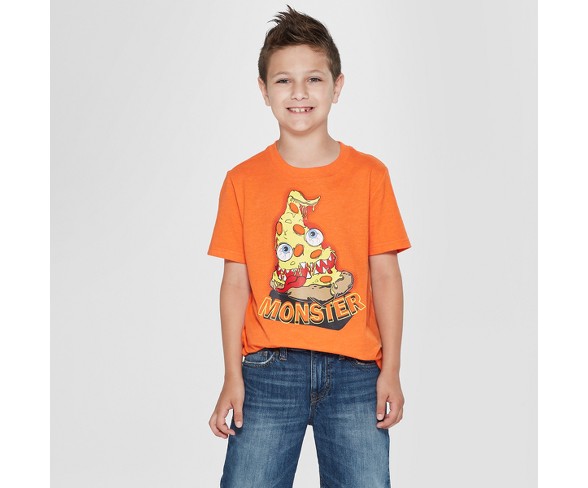 Boys' Short Sleeve Pizza Monster Graphic T-Shirt - Cat & Jack&#153; Orange XS