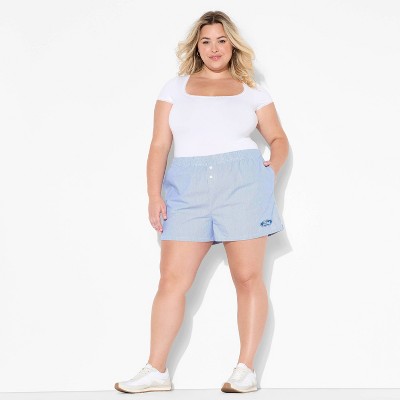 Women's Ford Railroad Striped Graphic Boxer Shorts - Blue