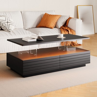 47" Large Coffee Table with Storage, Rectangle Accent Center Table with 2 Drawers, Accent Cocktail End Table for Living Room Bedroom Office
