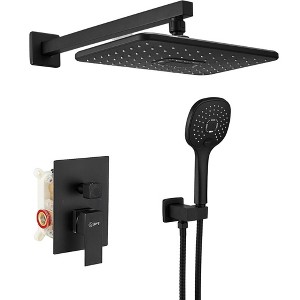 BWE Single-Handle 2-Spray Rain Shower Head System Shower Faucet and Handheld Shower Kit in Black - 1 of 4