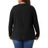Agnes Orinda Women's Plus Size Waffle Knit Pleat Front Crew Neck Long Sleeve Work Blouses - 4 of 4