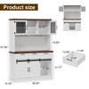 Garvee Farmhouse Bar Cabinet with Sliding Barn Door, Large Kitchen Buffet with Hutch Wine & Glasses Rack(White) - 3 of 4