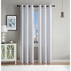 Kate Aurora Contemporary Living 2 Pack Semi Sheer Geometric Grommet Top Curtain Panels - 1 of 3