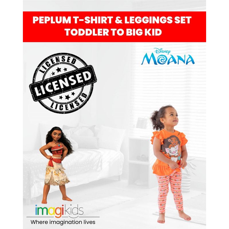Disney Moana Girls T-Shirt and Leggings Outfit Set Little Kid to Big Kid, 4 of 8