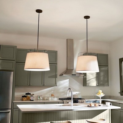 Marika 22" Bronze Pendant Light with Fabric Shade