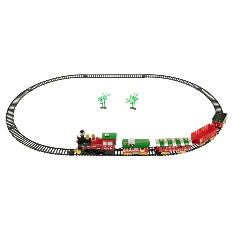 Northlight 21pc Red Battery Operated Lighted and Animated Classic Train Set, 1 of 7