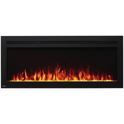 Napoleon NEFL50HI Purview 5000 BTU 1500 Watt 50 Inch Linear Electric Wall Mounted Recessed Fireplace with Remote, Heater, and Color Changing Flame