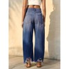 Imily Bela Womens Baggy Barrel Jeans Cropped Boyfriend Wide Leg Raw Hem Denim Pants - 3 of 4