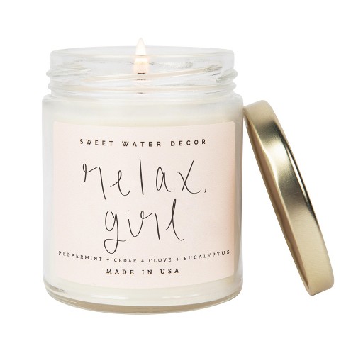 Sweet Water Decor Relax Girl 9oz Clear Jar Soy Candle