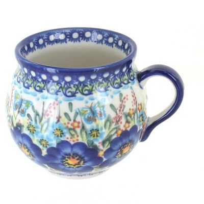 Blue Rose Polish Pottery Garden of Blue Bubble Mug