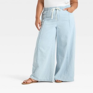 Women's High-Rise Drawstring Wide Leg Relaxed Fit Beach Pants - Universal Thread™ - 1 of 3