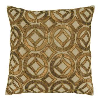 Saro Lifestyle Sequined Pattern Throw Pillow with Down Filling, 20", Gold