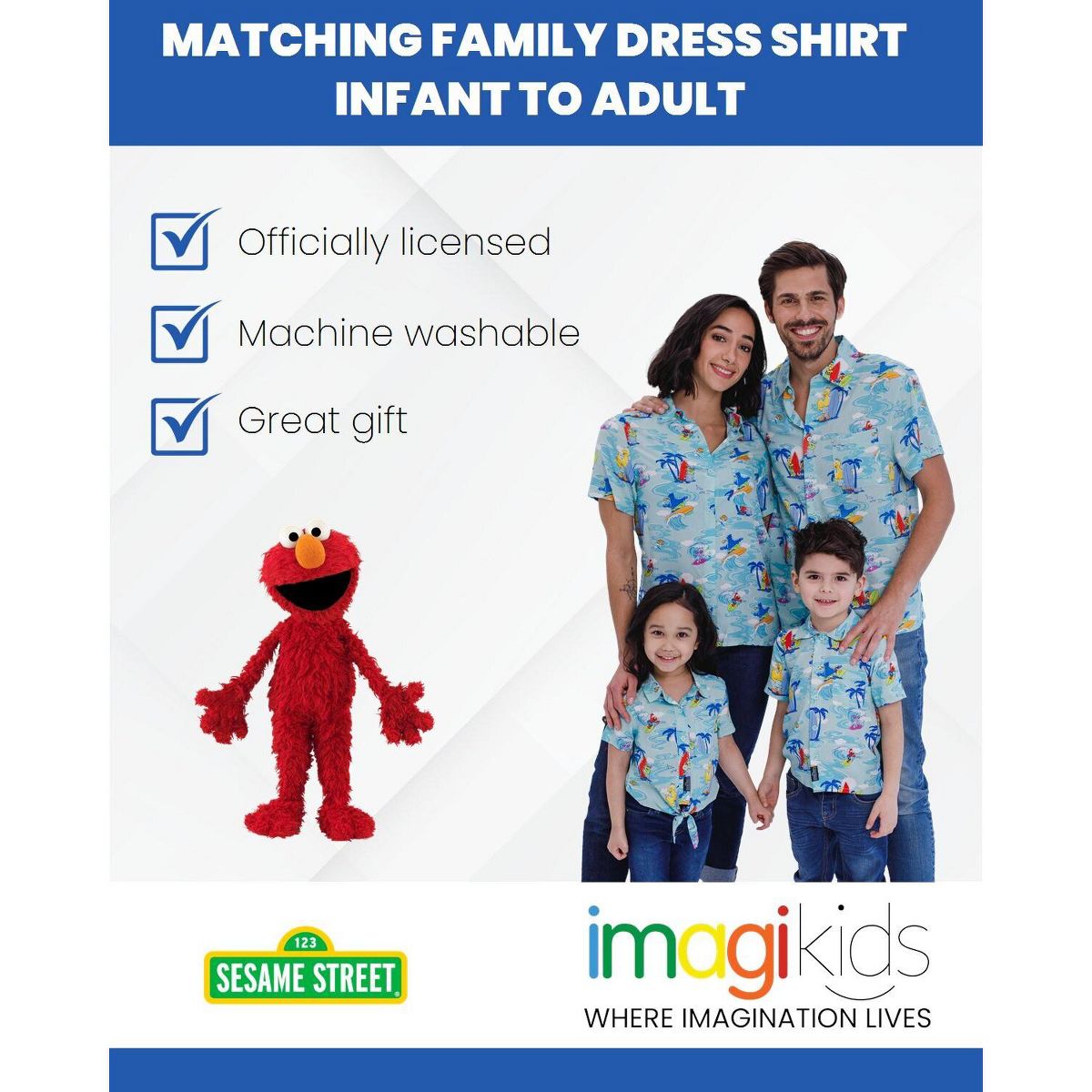 Sesame Street Matching Family Hawaiian Button Down Dress Shirt Toddler - thumbnail 10