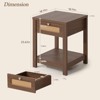 Bekrvio 18-Inch Boho Rattan Nightstand Set of 1/2, Bedside Table w/Drawer & Brass Knobs, Wood End Table w/Open Shelf for Bedroom/Living Room - 4 of 4
