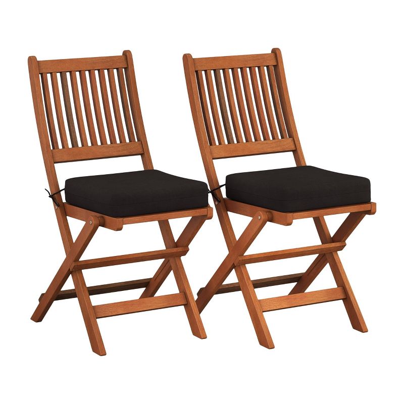 5pc Outdoor Dining Set - Natural Hardwood, Weather-Resistant, Foldable Chairs - CorLiving, 3 of 11