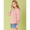 Allegra K Women's Vintage 3/4 Sleeve Boat Neck Ruffled Dots Print Blouse - 4 of 4