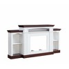 72" White Farmhouse Electric Fireplace TV Stand with 23" Red Brick LED Flame Insert, Storage, and Heater for TVs up to 80" for Living Room - 2 of 4