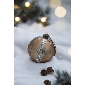 YOOCOZZ Trendy Household Christmas Decoration 6 Set, 3.9" Eye Catching Gold Xmas Ball Ornaments, Glass Decorative Hanging Ball Xmas Tree Ornaments - 1 of 4