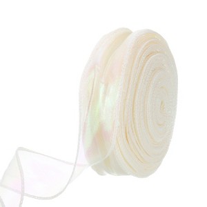 Unique Bargains Gift Wrapping Wide Sheer Wired Pastel Shimmer Iridescent Chiffon Ribbons 1 Pc - 1 of 4