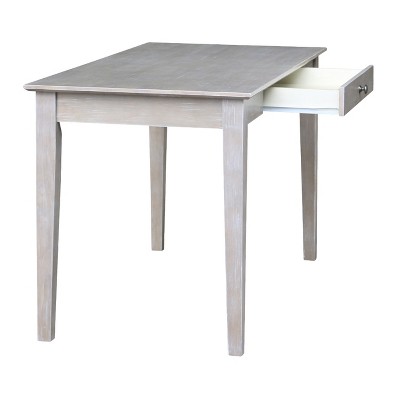 Transitional Solid Hardwood Home Office Desk with Drawer in Washed Gray Taupe