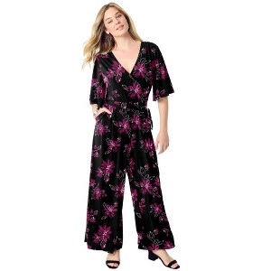 Roaman's Women's Plus Size Ultrasmooth Jumpsuit - 1 of 2