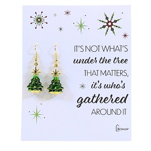 Roman 1.75 In Retro-Looking Tree Earring Christmas Seasonal Holiday Jewelry , Star Christmas Jewelry (2PC) - 1 of 3