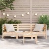 vidaXL Wooden 3-Seater Patio Sofa - Pine Wood Outdoor Couch for Garden, Terrace, and Patio - Modular Design, Comfortable Seating - 3 of 4