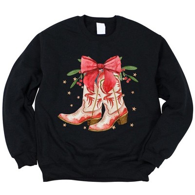 Simply Sage Market Women's Graphic Sweatshirt Coquette Cowgirl Christmas Boots