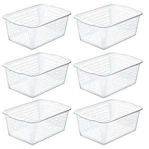 YBM HOME Plastic Perforated Storage Basket Bin Office Drawer, Shelf Desktop CountertopTray Organizer 32-1184, Pack of 6 - 1 of 4