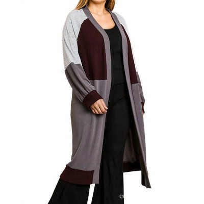 Women's Color Block Ribbed Sweater Cardigan - umgee