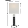 Uttermost Pilaster Table Lamp – 27"H Black Marble Column with Polished Nickel Accents & White Rectangular Shade - 3 of 4