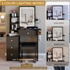 Small Vanity Desk with Mirror and Lights, Makeup Vanity Desk Drawers and Shelves, 3 Lighting Mode Adjustable Lighting, Dressing Table - 3 of 4