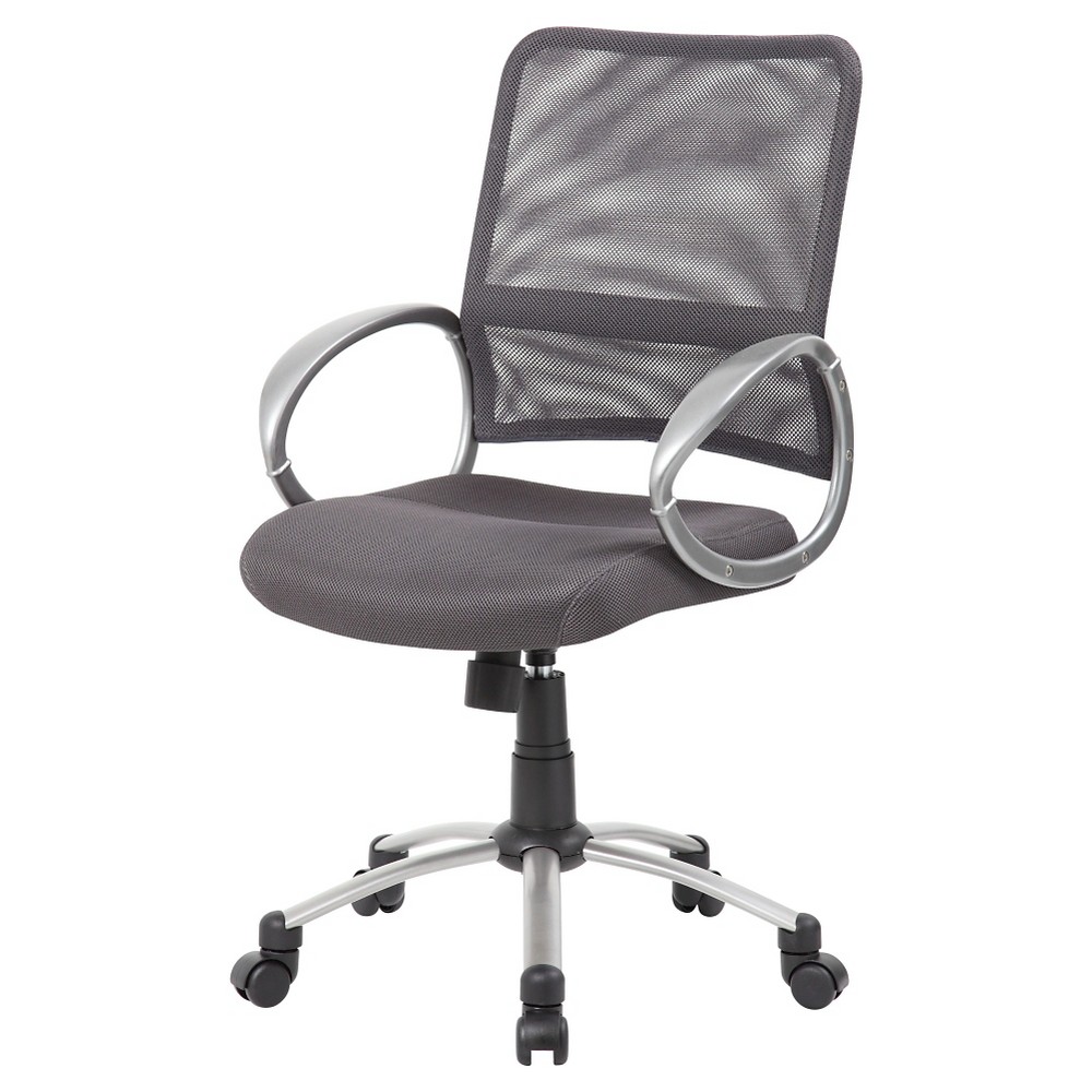 Photos - Computer Chair BOSS Mesh Swivel Chair - Charcoal Gray: Pewter Finish, Adjustable Height & 