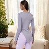 Anna-Kaci Active Women's Long Sleeve Asymmetrical Hem Crew Neck Top with Stylish Side Slit - 2 of 4