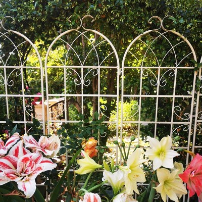 4 Pack 86.7x19.7in Metal Garden Trellis for Climbing Plants Outdoor Plant Support Iron Fence Trellis for Vines Plant Roses Vegetable Support White