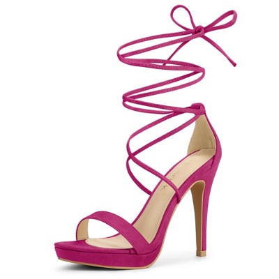 Pink lace up pumps sales