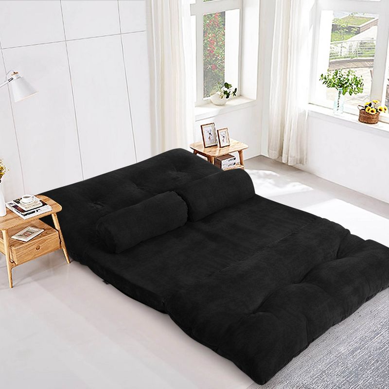 Costway Floor Sofa Bed 6-Position Adjustable Sleeper Lounge Couch with 2 Pillows, 5 of 11